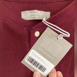 Everlane organic cotton waffle henley, brandy